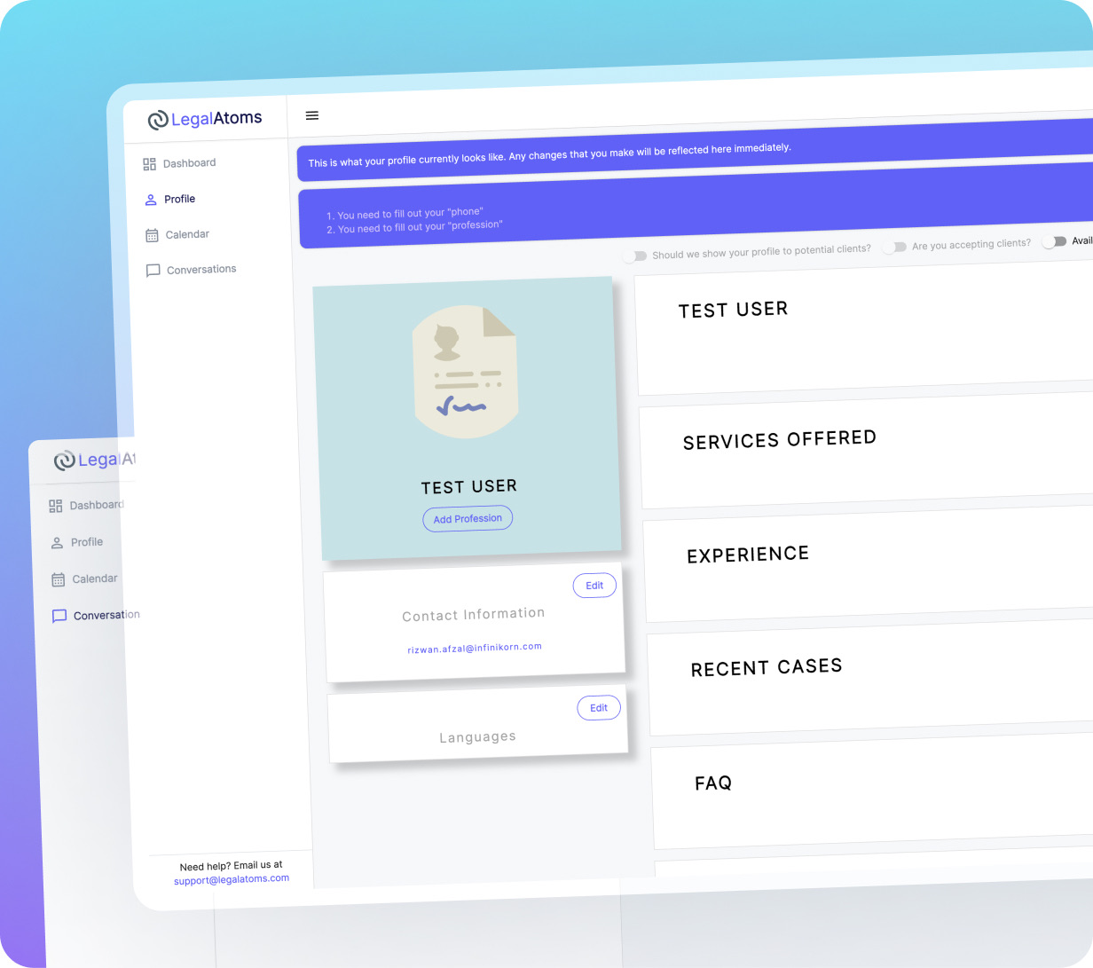 Legal Atoms interface